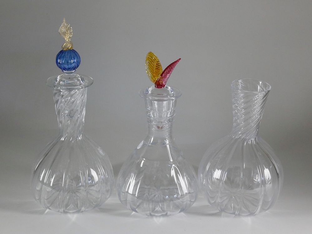 Appraisal: Robert Dane Hand Blown Glass Wine Carafes th Century Robert