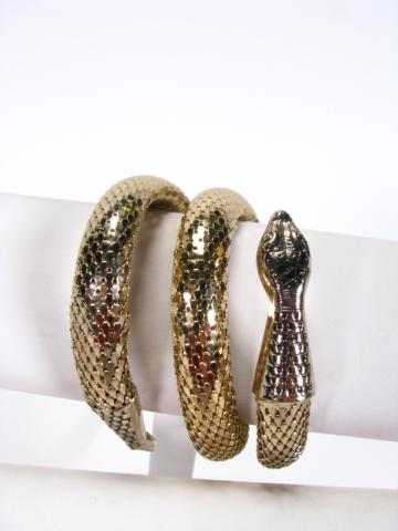 Appraisal: Vintage Whiting Davis Gold Tone Mesh Snake Bangle coil wrap