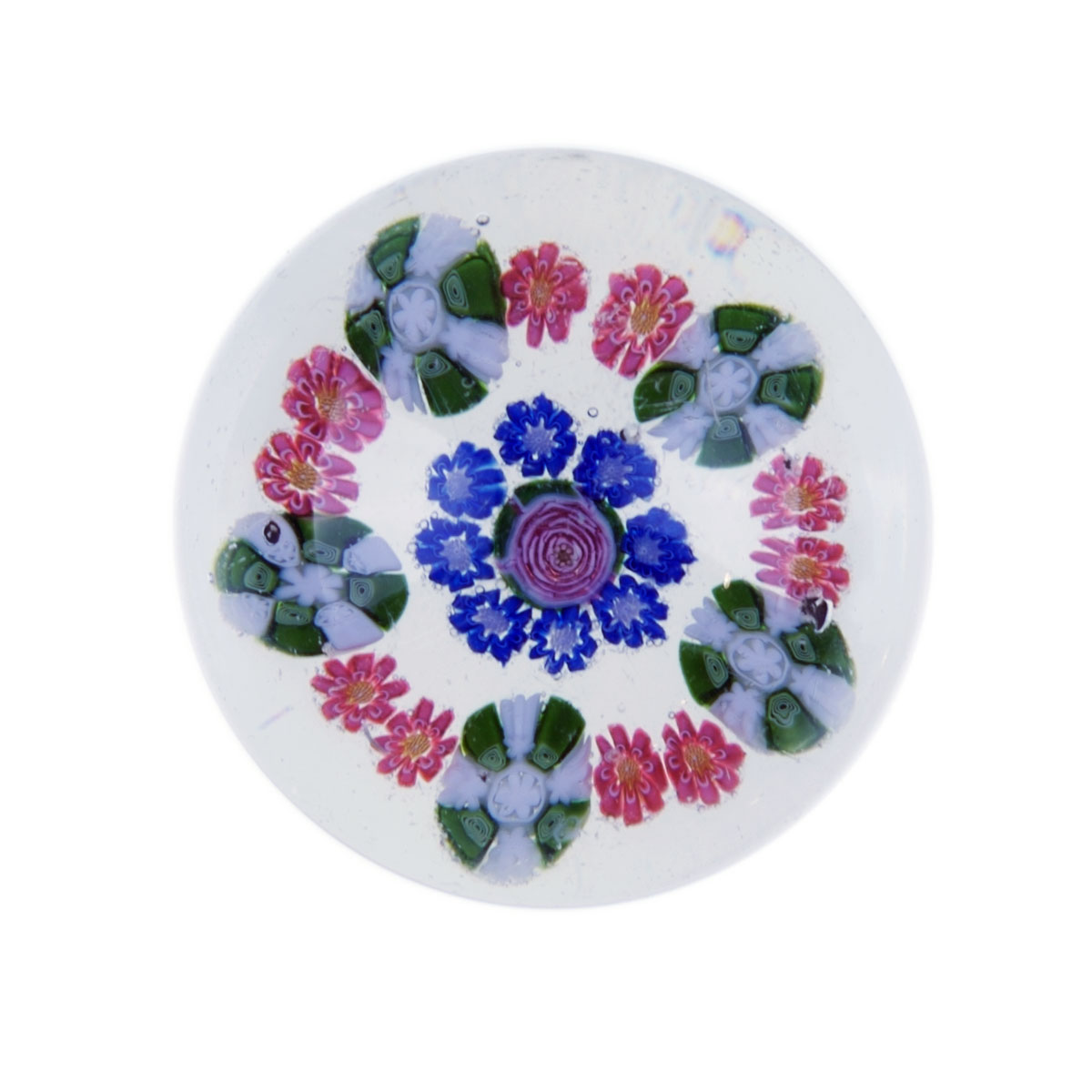 Appraisal: CLICHY CONCENTRIC MILLEFIORI MINIATURE WEIGHT NINETEENTH CENTURY The clear glass