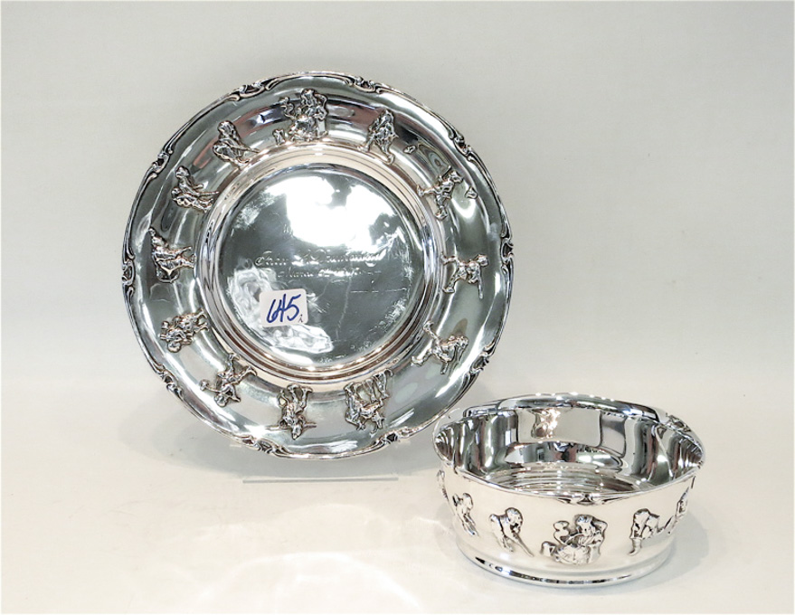 Appraisal: SET OF TWO GORHAM STERLING SILVER HOLLOWWARE with raised nursery