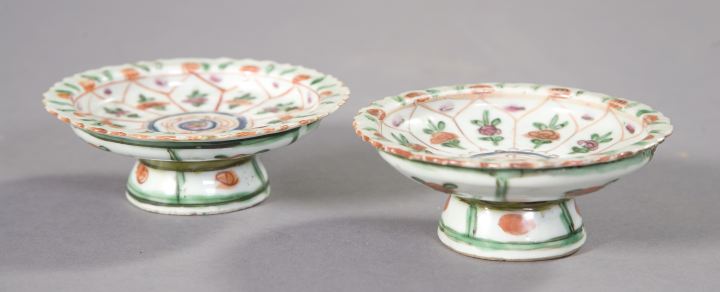 Appraisal: Two Chinese Polychromed Porcelain Compotes second quarter th century one