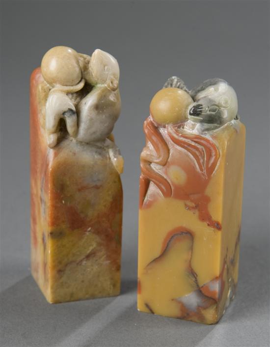 Appraisal: Pair of Chinese hard stone seals Late th th century