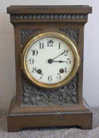 Appraisal: Two Metal Clocks including Carriage Clock and Tulle Metal Clock