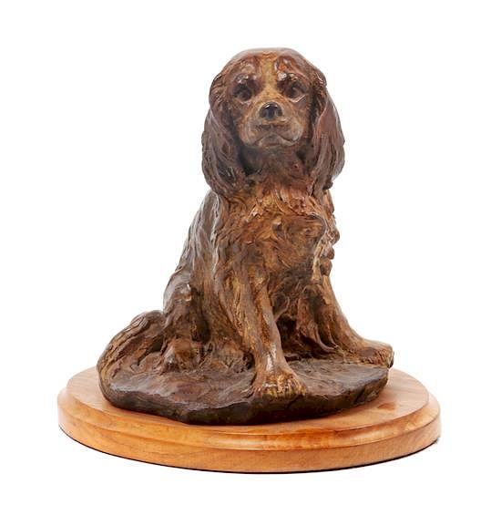 Appraisal: A Bronze Cavalier King Charles Spaniel Sculpture Height inches A