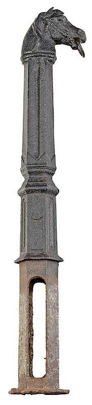 Appraisal: Cast Iron Figural Hitching Post American th century horse head