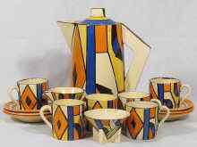 Appraisal: A part coffee set by Clarice Cliff from the Bizarre