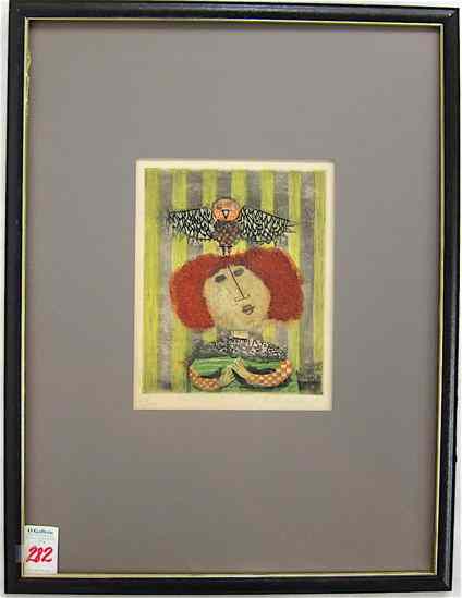 Appraisal: GRACIELA RODO BOULANGER COLOR STONE LITHOGRAPH Bolivia born Re-headed girl