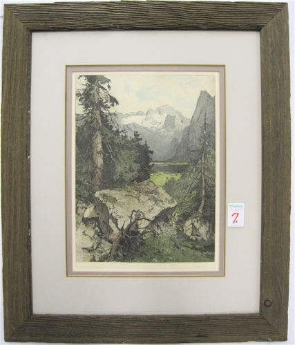 Appraisal: JOSEF EIDENBERGER ETCHING AND AQUATINT Austria - titled Dachstein View