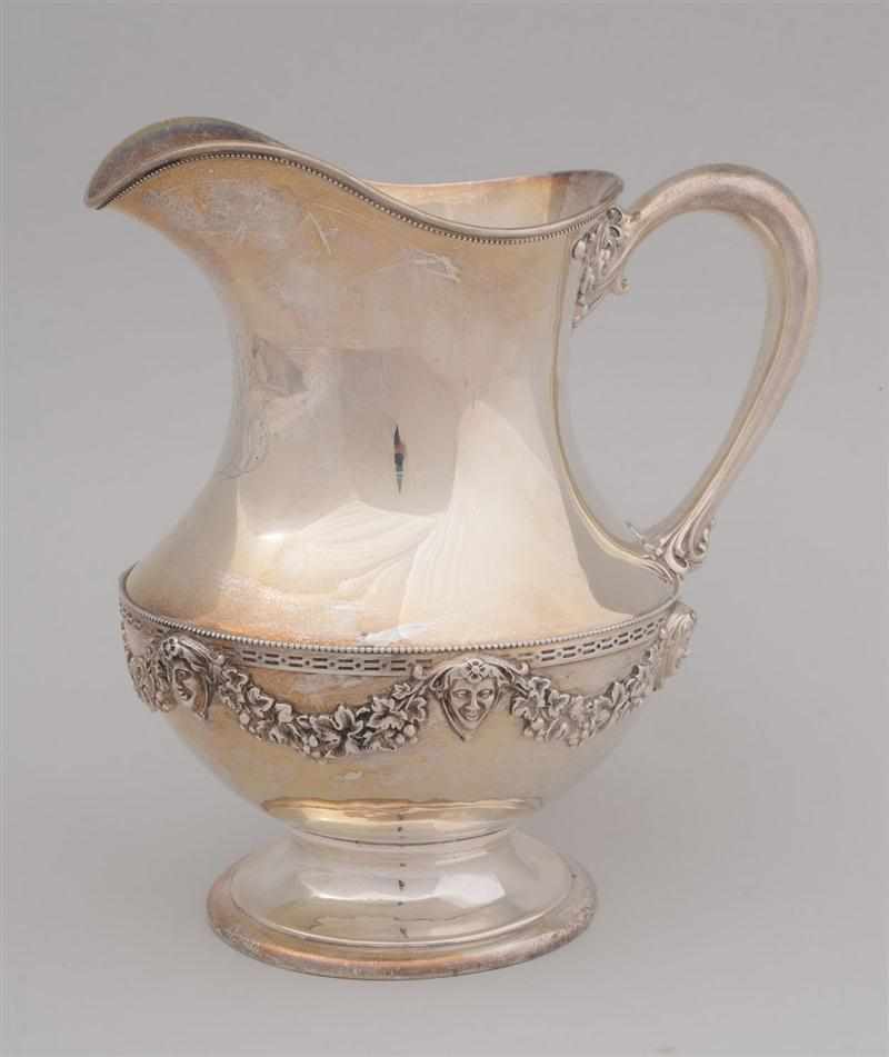 Appraisal: THEODORE B STARR MONOGRAMMED SILVER WATER PITCHER The bead and