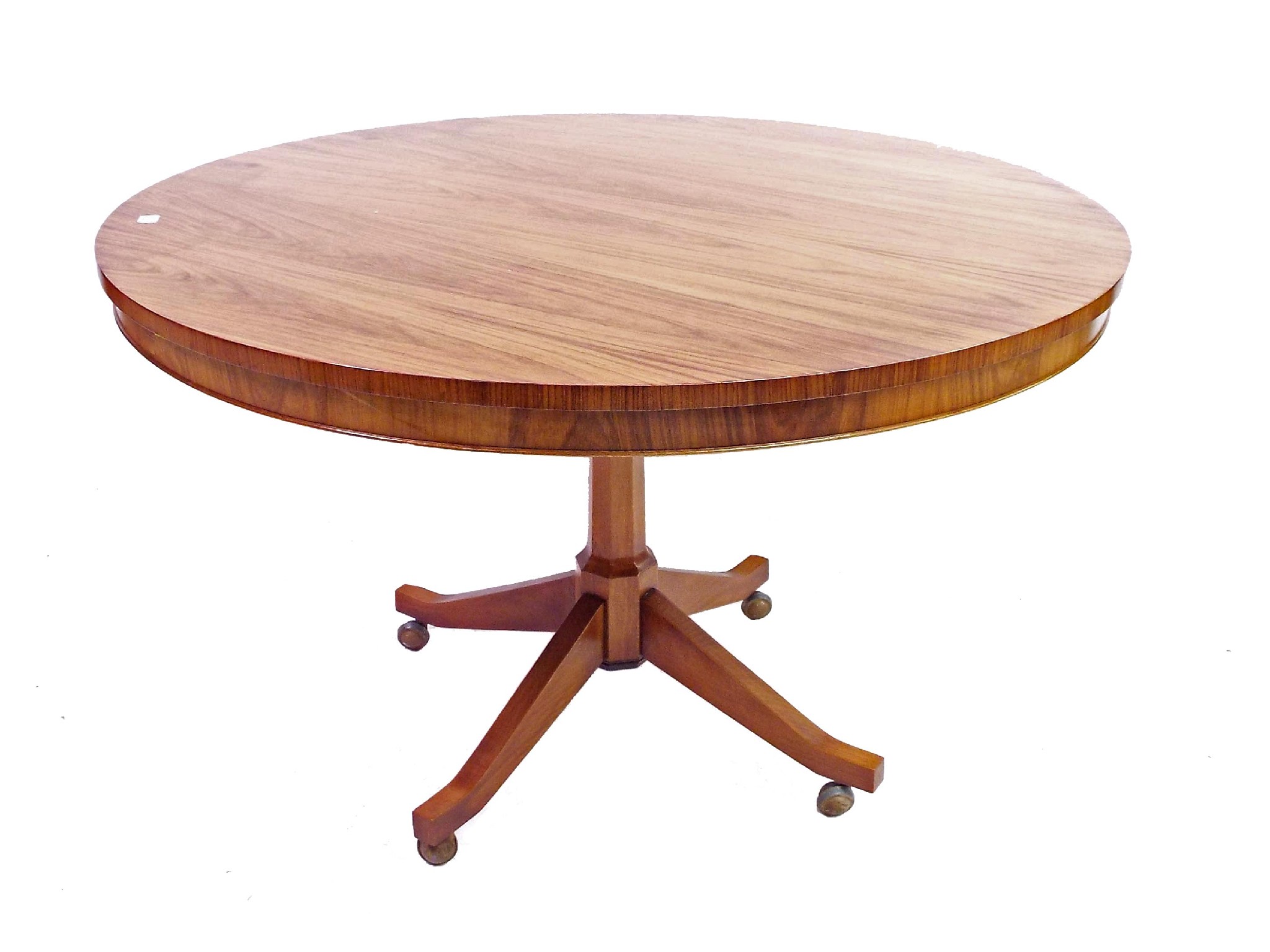 Appraisal: Danish s teak circular dining table upon a faceted tapered