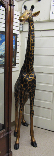 Appraisal: BRONZE AFRICAN WILDLIFE SCULPTURE the study of a bull giraffe