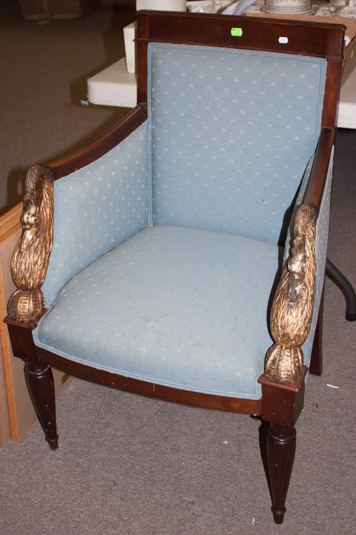 Appraisal: French Empire style upholstered armchair