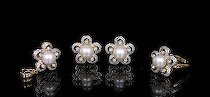 Appraisal: Ladies' Pearl and Diamond Set This set includes a pair