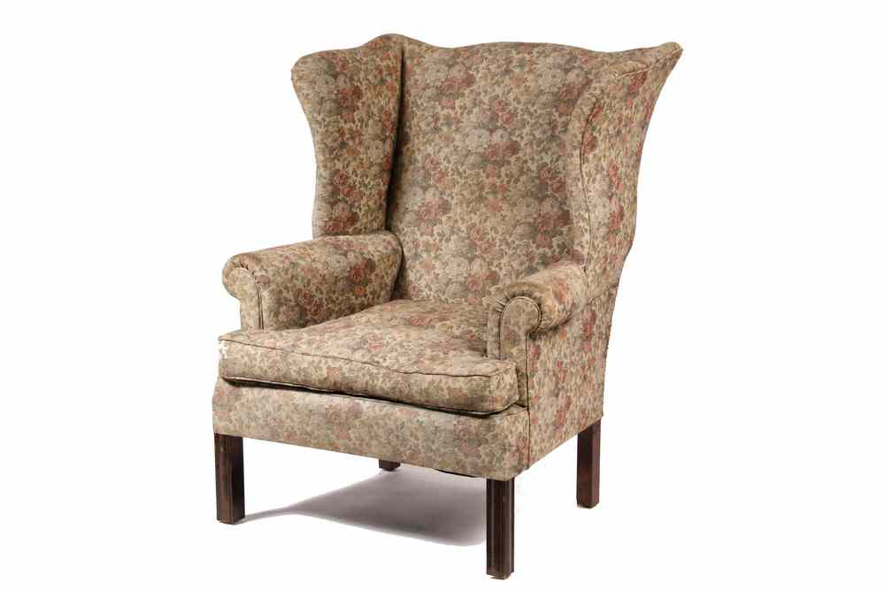 Appraisal: WINGCHAIR - Custom Chippendale Style Wingchair with molded Marlborough legs