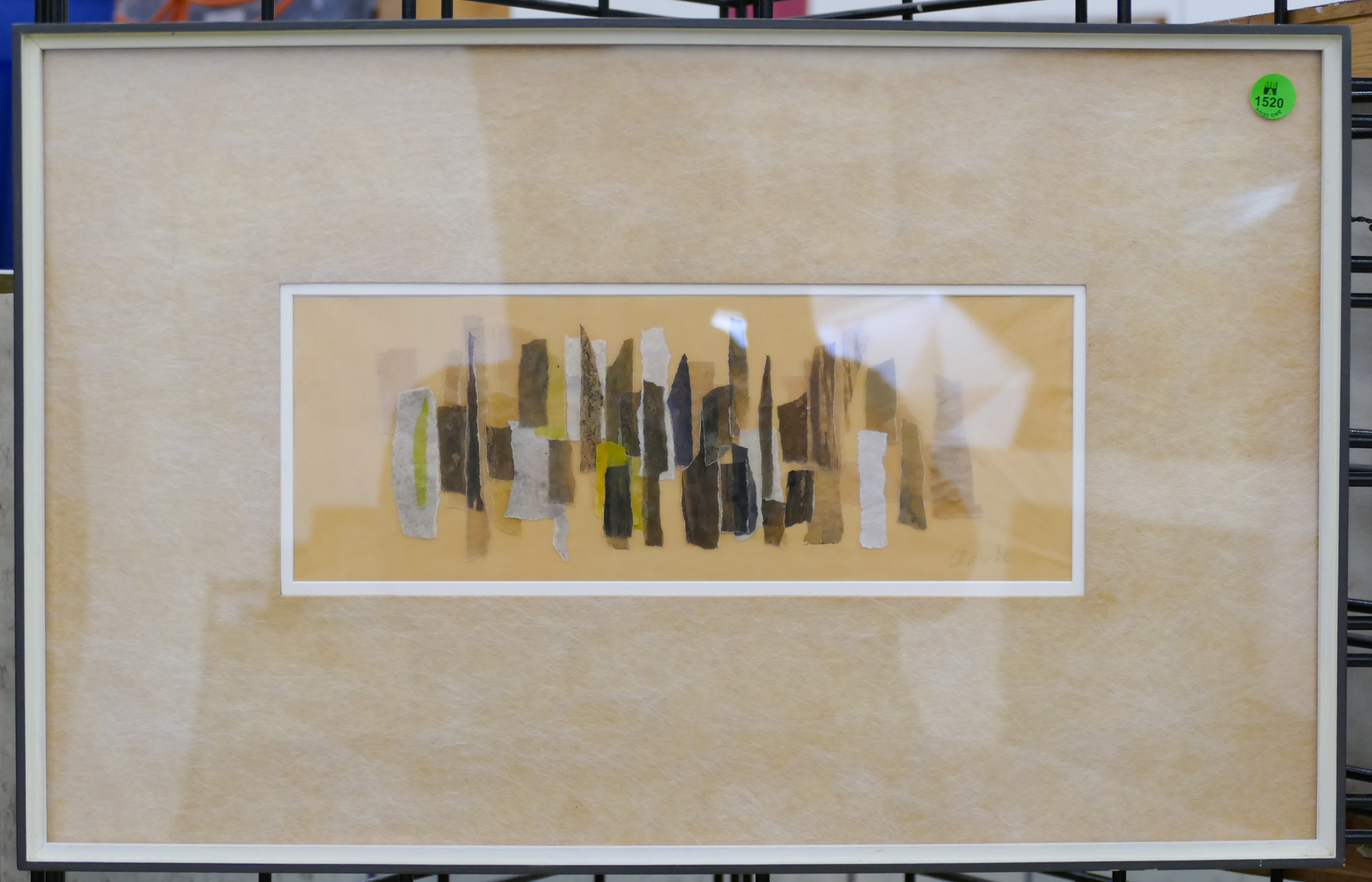 Appraisal: Claude Mid Century Abstract Collage Artwork Framed ''x ''