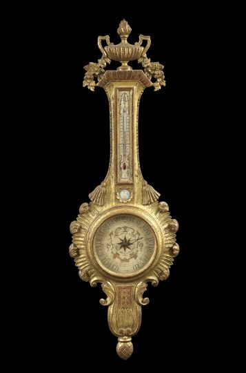 Appraisal: French Carved Giltwood Wall Barometer first quarter th century of