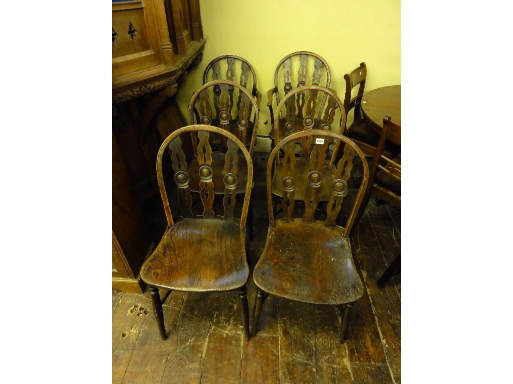 Appraisal: A set of six Georgian Windsor hoop back dining chairs