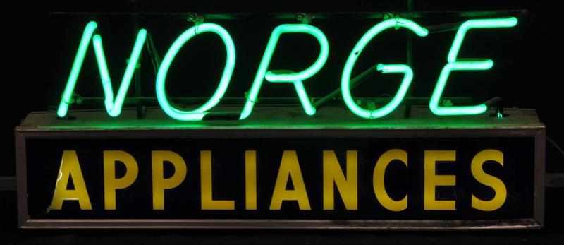 Appraisal: Norge Can Neon Sign Description s White and green neon