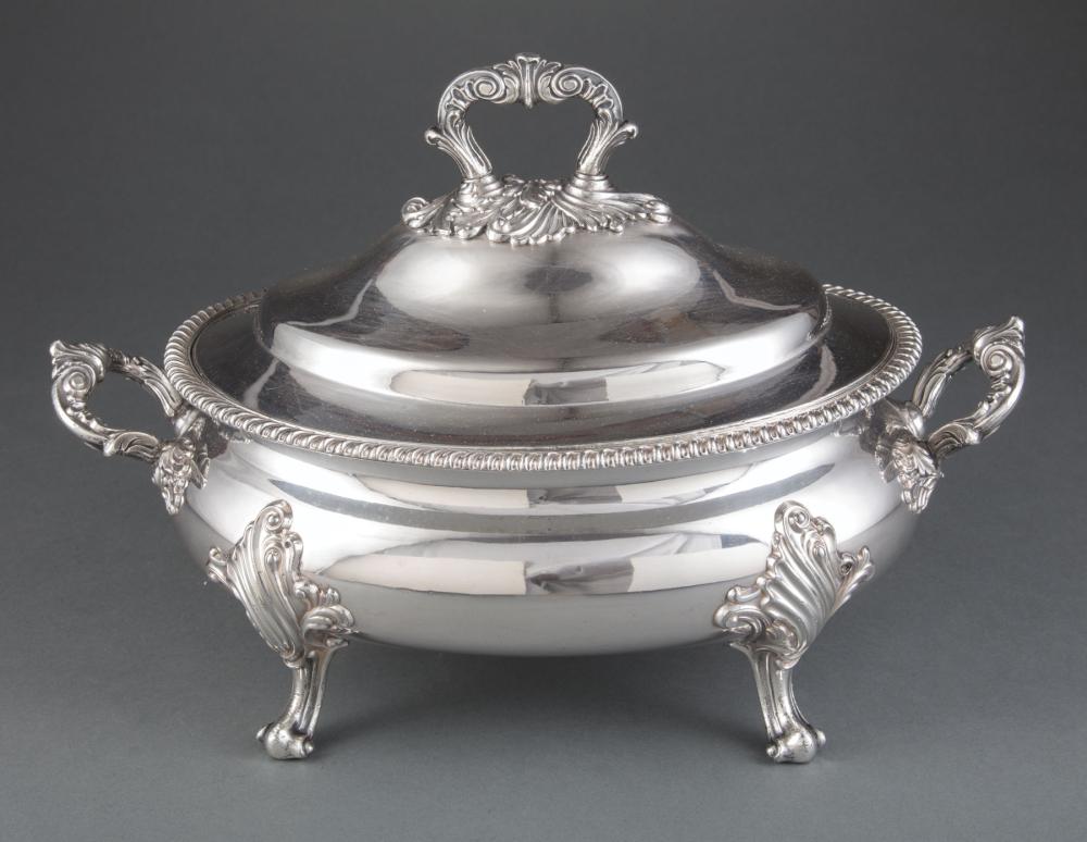 Appraisal: Georgian Sheffield Plate Soup Tureen thc oval with domed cover