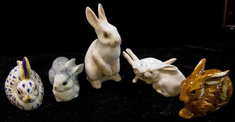 Appraisal: COLLECTION OF PORCELAIN RABBITS the group including a crouching Royal