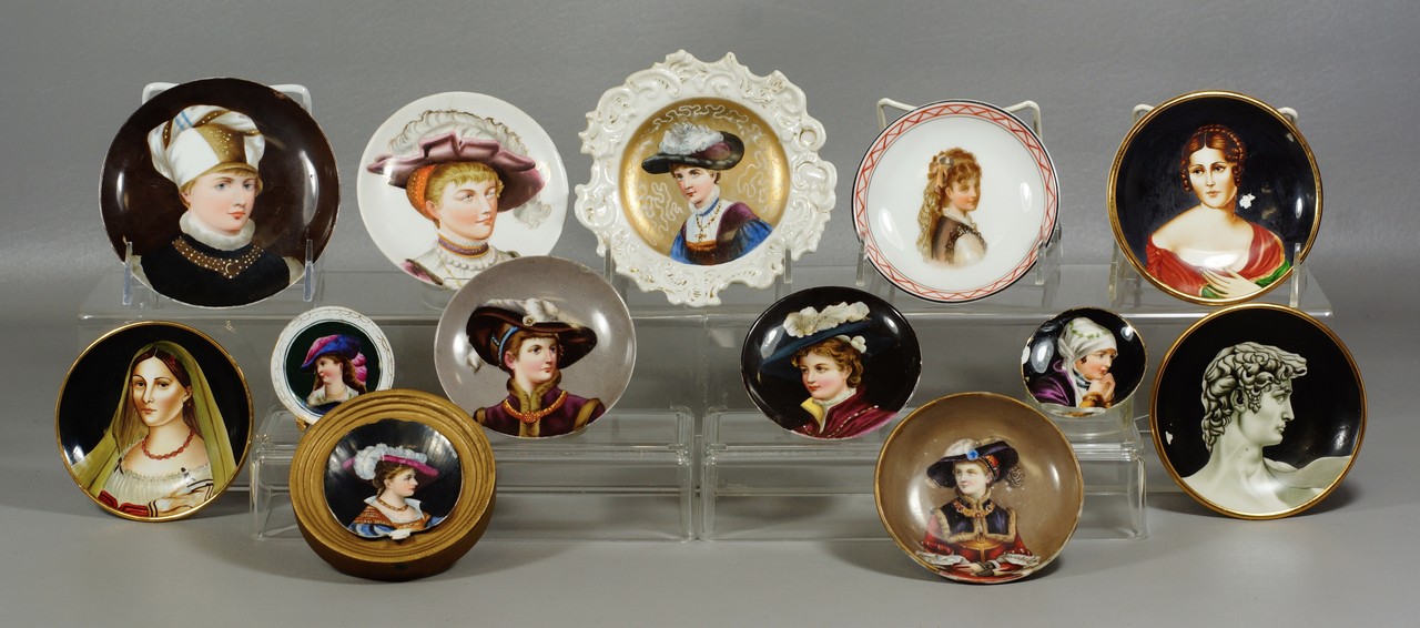 Appraisal: Continental porcelain portrait cup plates largest