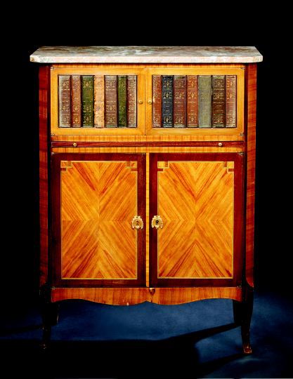 Appraisal: Napoleon III Kingwood and Marble-Top Cupboard mid- th century the