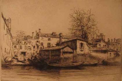 Appraisal: two prints EDGAR CHAHINE french - SQUERO VENICE Pencil signed