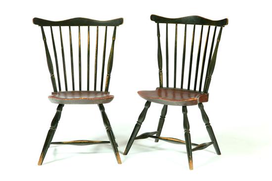 Appraisal: PAIR OF FAN-BACK WINDSOR SIDE CHAIRS American late th centry