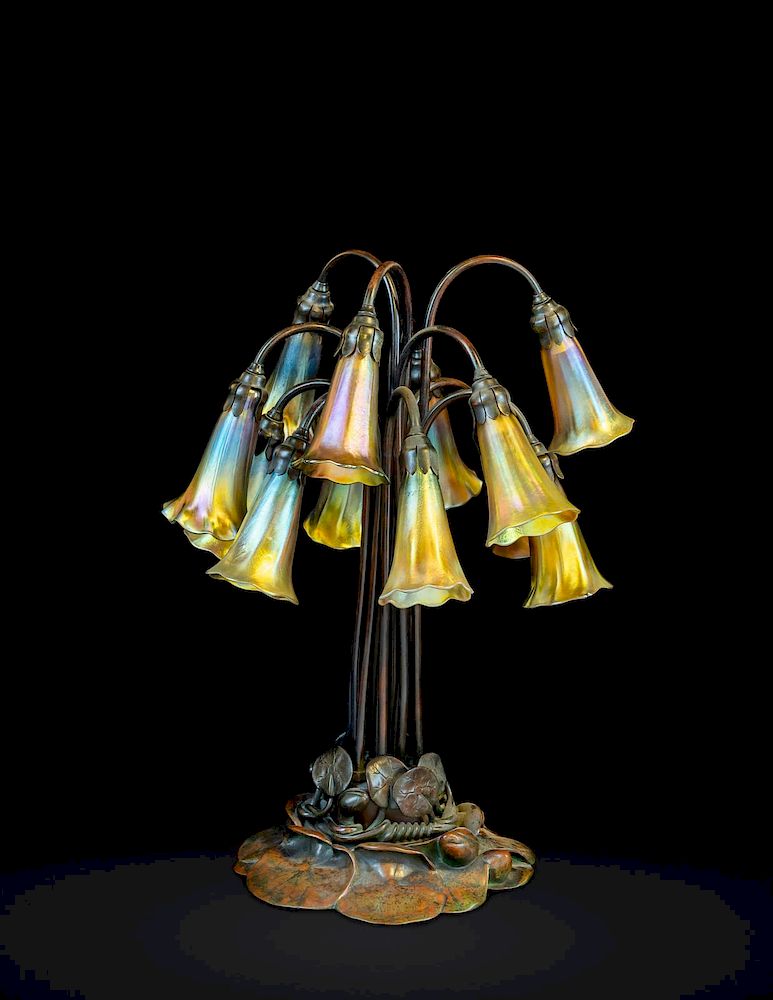 Appraisal: Tiffany Studios American Early th Century Twelve Light Lily Table