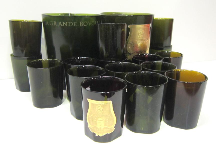 Appraisal: A VARIETY OF GLASS CANDLE CONTAINERS A VARIETY OF GLASS