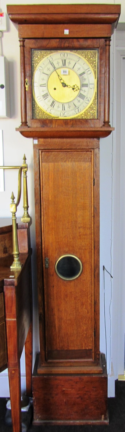 Appraisal: An th century oak and walnut eight day longcase clock