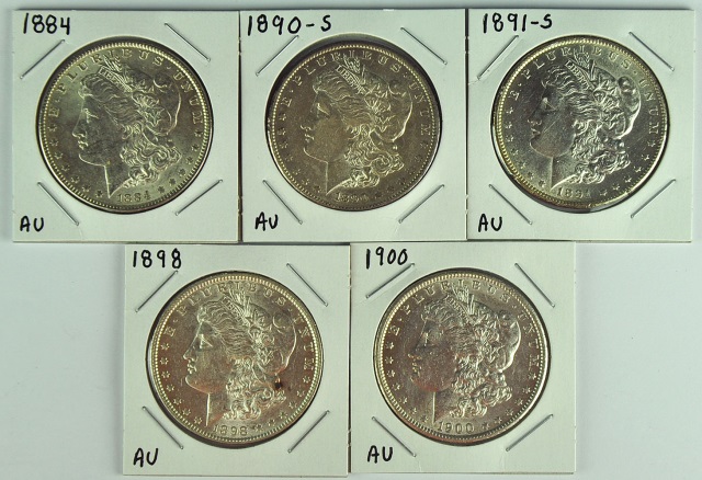 Appraisal: Five Morgan DollarsDates are -S -S and All grade decent