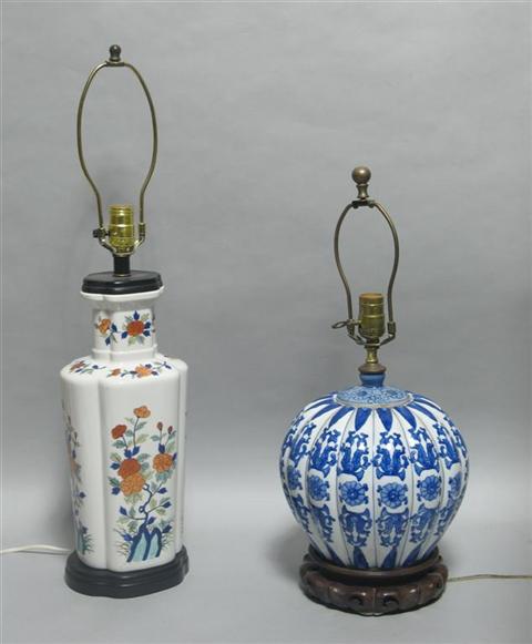 Appraisal: TWO PORCELAIN LAMPS The first of baluster form with Kakiemon