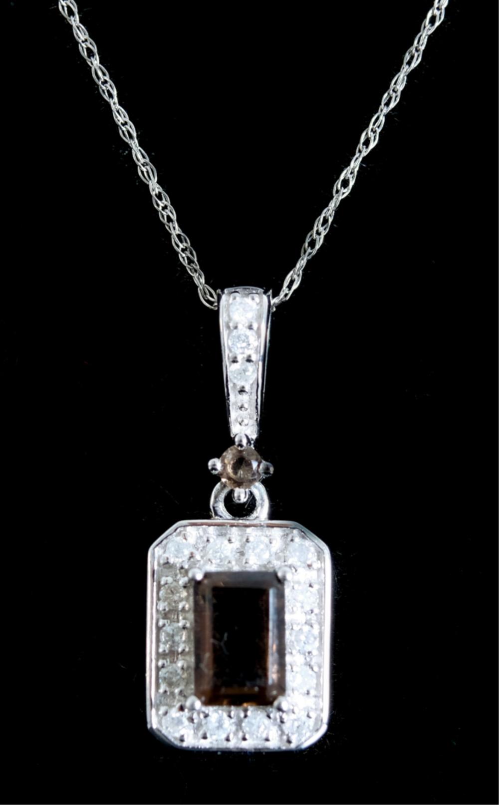 Appraisal: K WHITE GOLD TOPAZ DIAMOND PENDANT NECKLACE k white gold