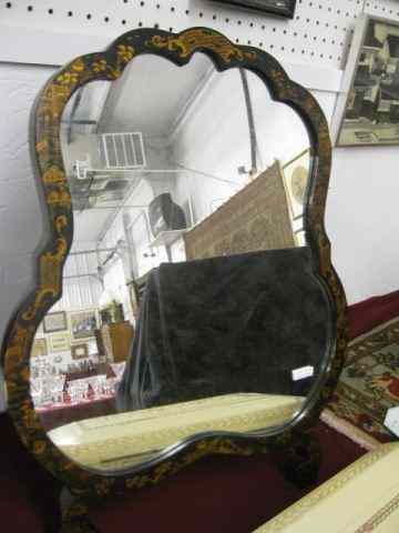 Appraisal: Oriental Dressing Mirror easel style decoration on black shield style