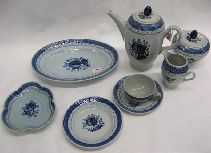 Appraisal: DANISH PORCELAIN BLUE AND OFF-WHITE DESSERT SET pieces service for