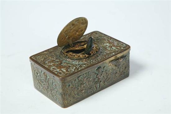 Appraisal: AUTOMATON MUSIC BOX Germany late th-early th century brass Elaborate