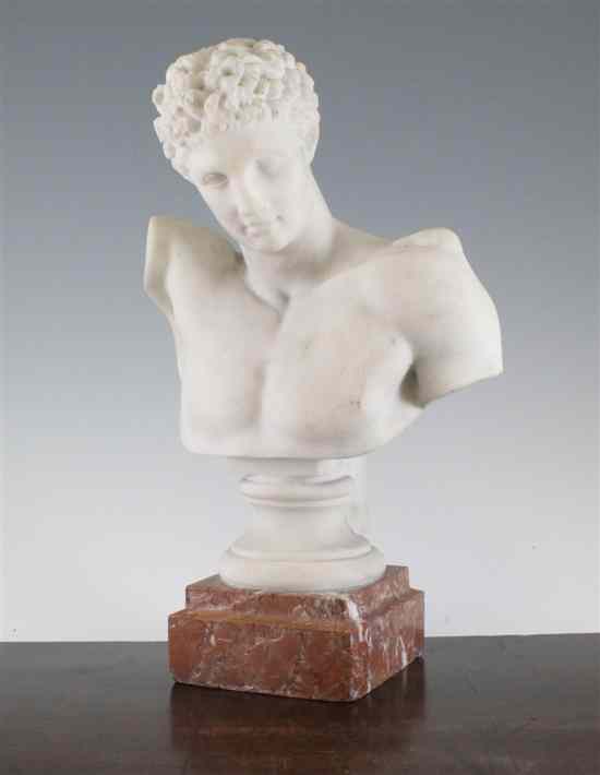 Appraisal: After the Antique an Italian carved white marble bust of