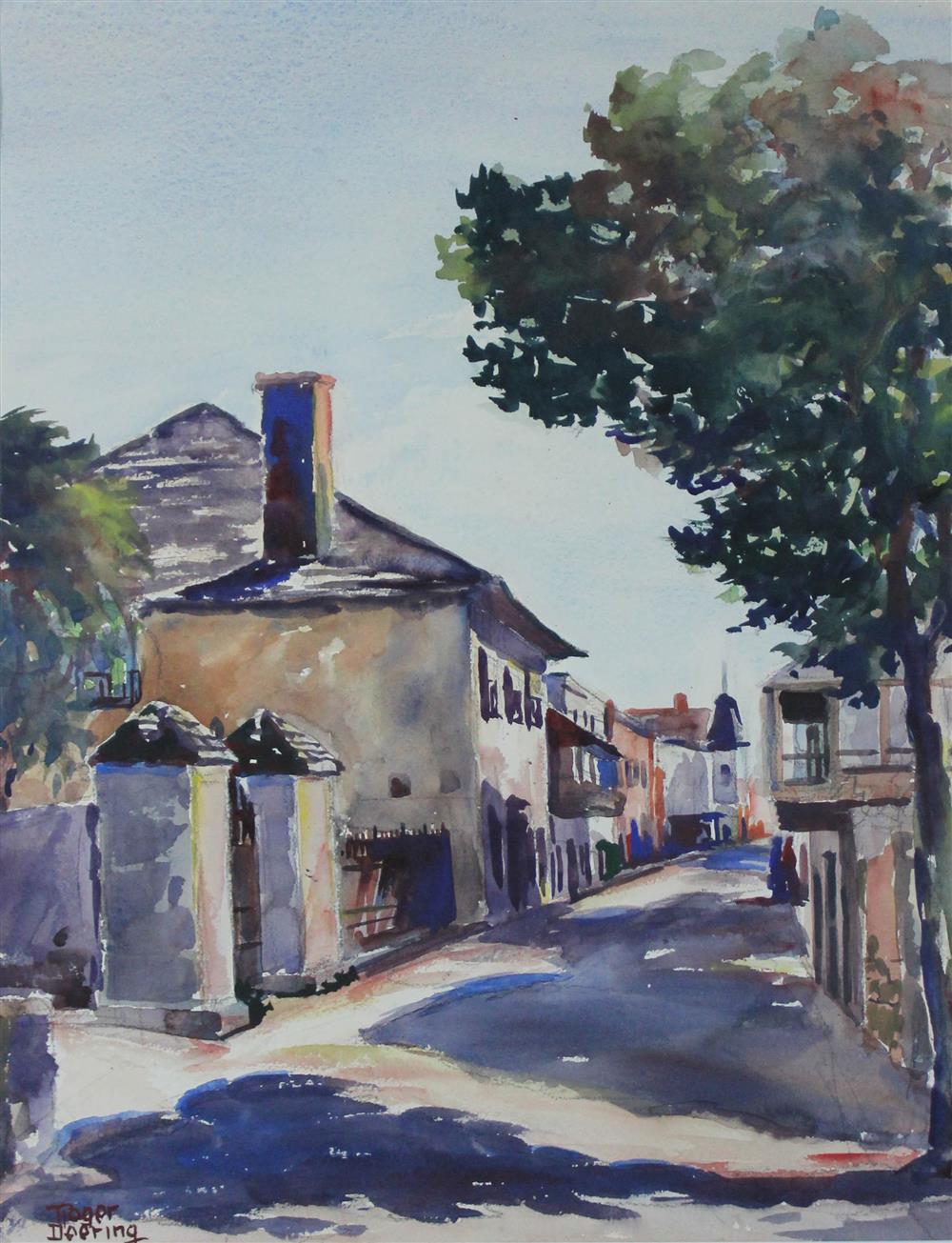 Appraisal: ROGER DEERING AMERICAN - TOWN SCENE Watercolor on paper x