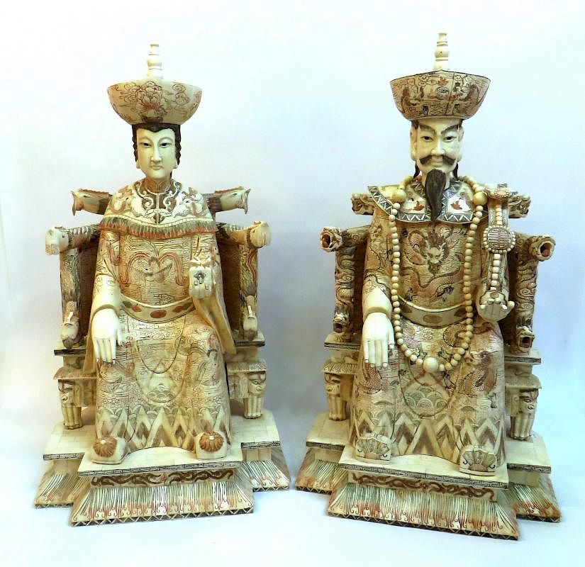 Appraisal: Bone King And Queen Sculptures Bone King And Queen Sculptures