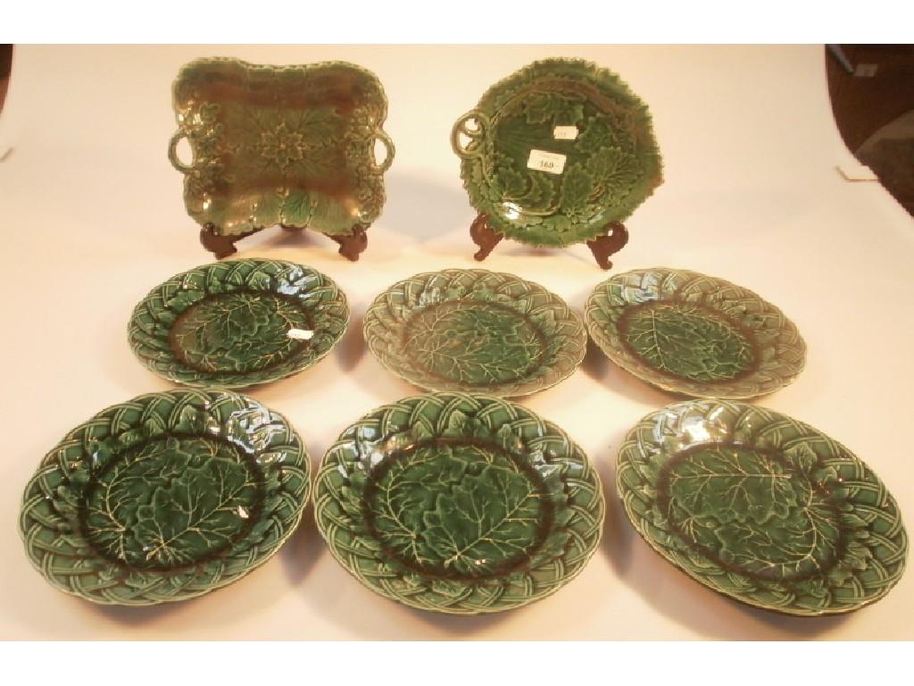 Appraisal: A set of six thC pottery moulded cabbage plates with