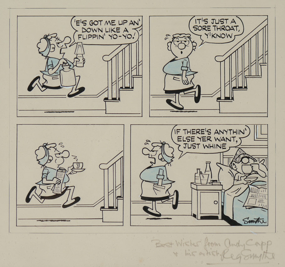 Appraisal: SMYTHE Reg British - Original Andy Capp cartoon featuring Flo