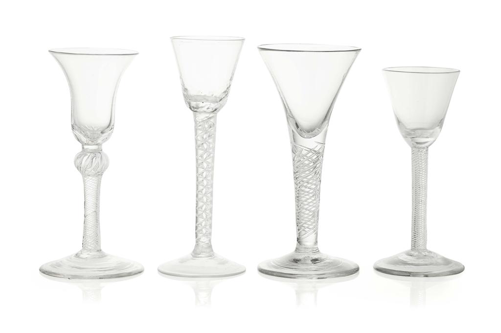 Appraisal: GROUP OF FOUR AIRTWIST STEM GLASSES TH CENTURY comprising a