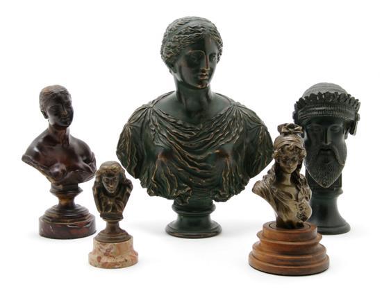 Appraisal: A Collection of Five Bronze Busts th th century depicting