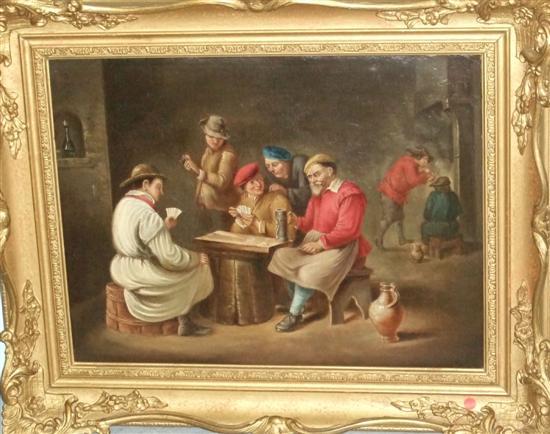 Appraisal: Continental school late th century interior scene with men playing