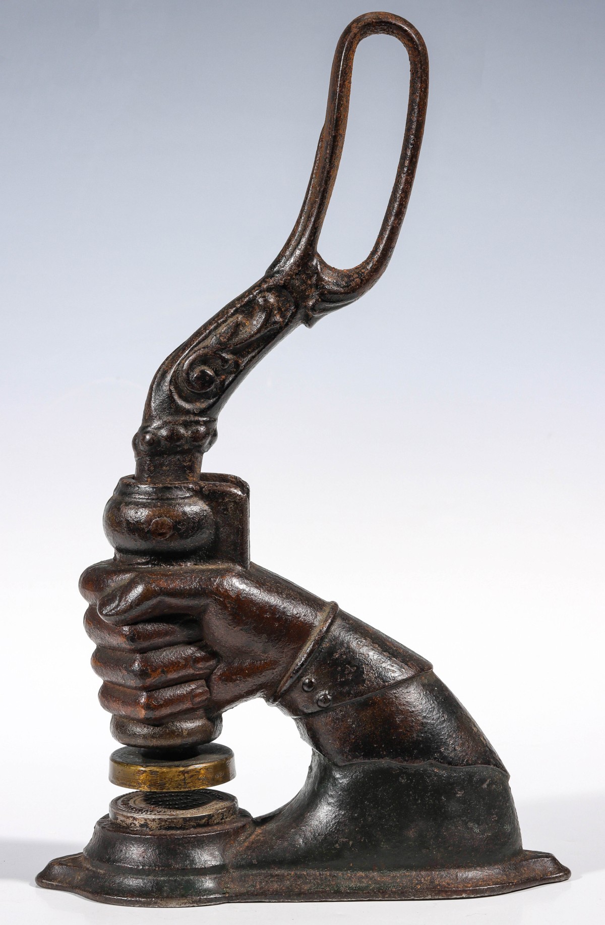 Appraisal: A LARGE FIGURAL CLENCHED FIST IRON SEAL C Measures x