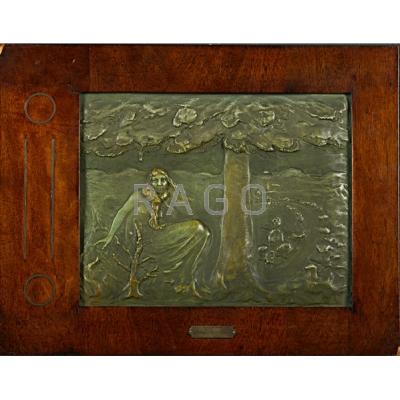 Appraisal: FRANCOIS MARECHAL Belgium - Copper relief L Hiver framed x