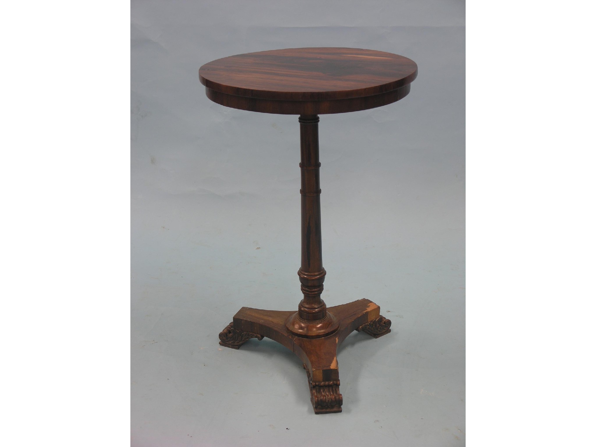 Appraisal: A George IV rosewood occasional table circular top on turned