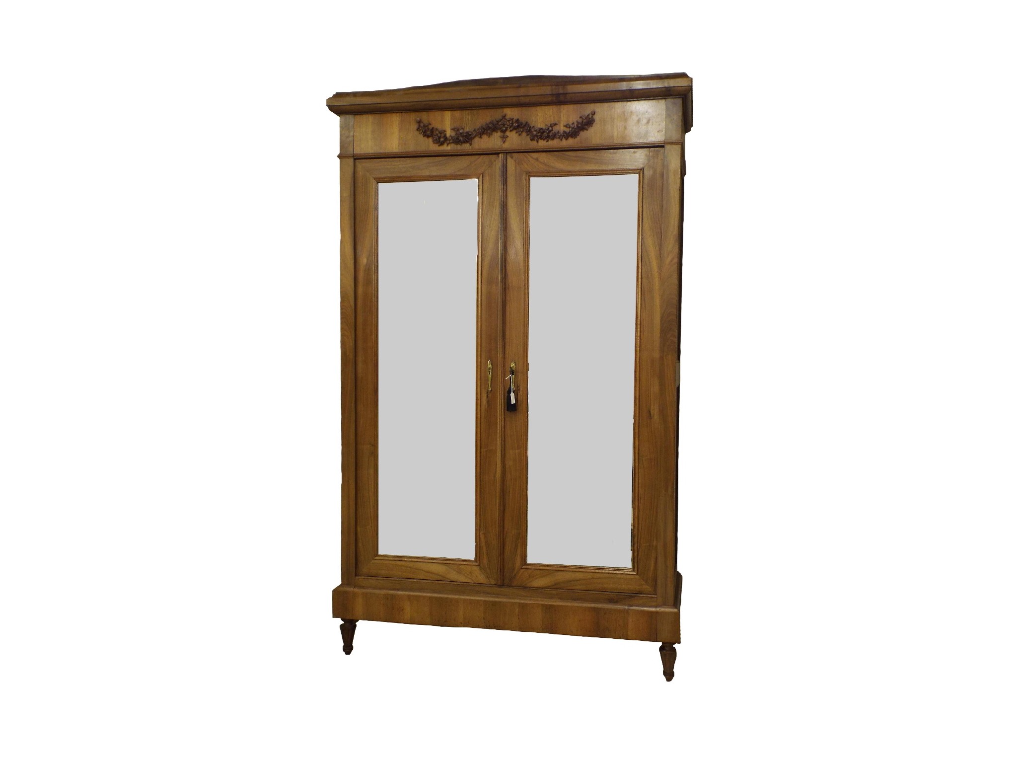 Appraisal: Antique French walnut armoire fitted with twin mirror doors enclosing