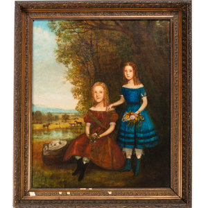 Appraisal: American Kentucky School th Century Two Girls Oil on canvas